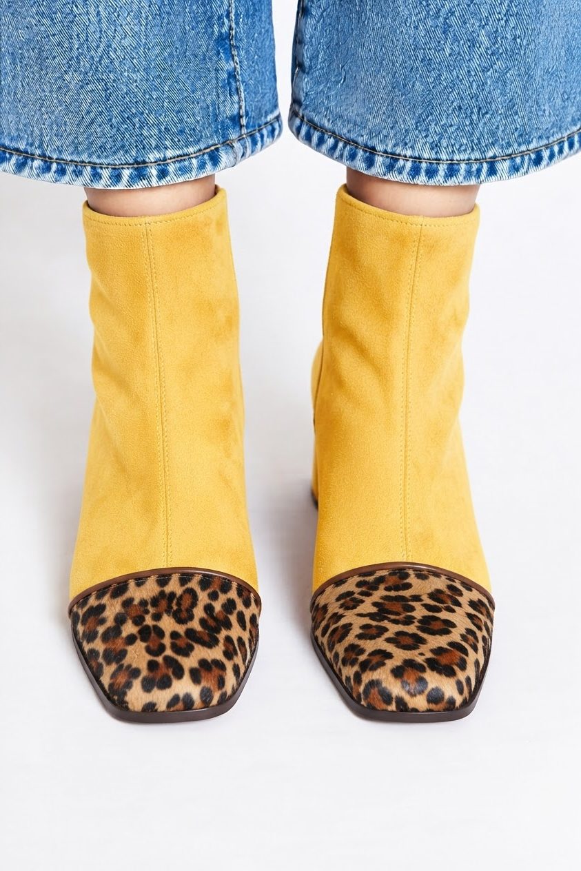 Suede Square Toe Block Heel Ankle Boots for Women - View 10