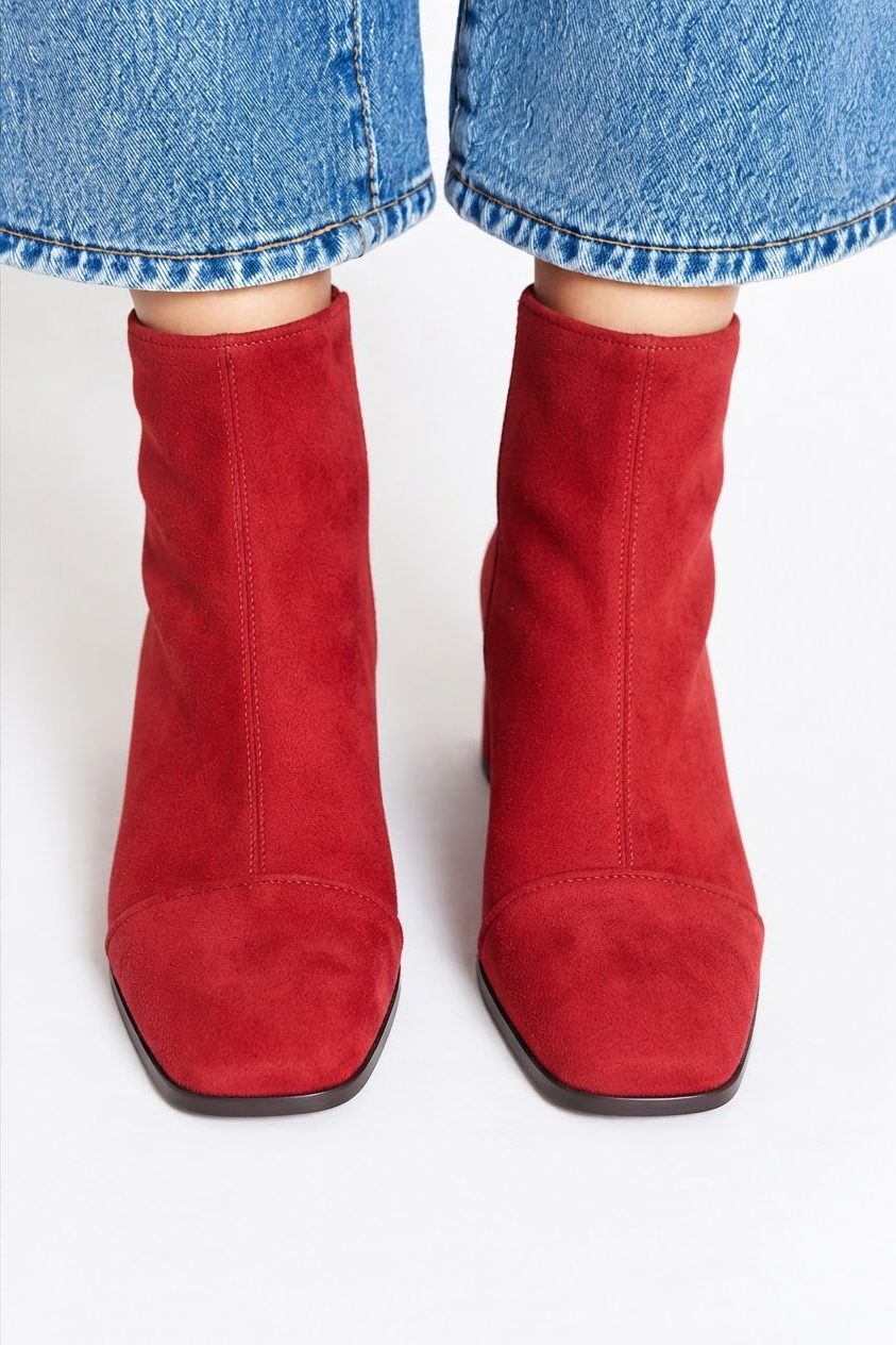 Suede Square Toe Block Heel Ankle Boots for Women - View 6