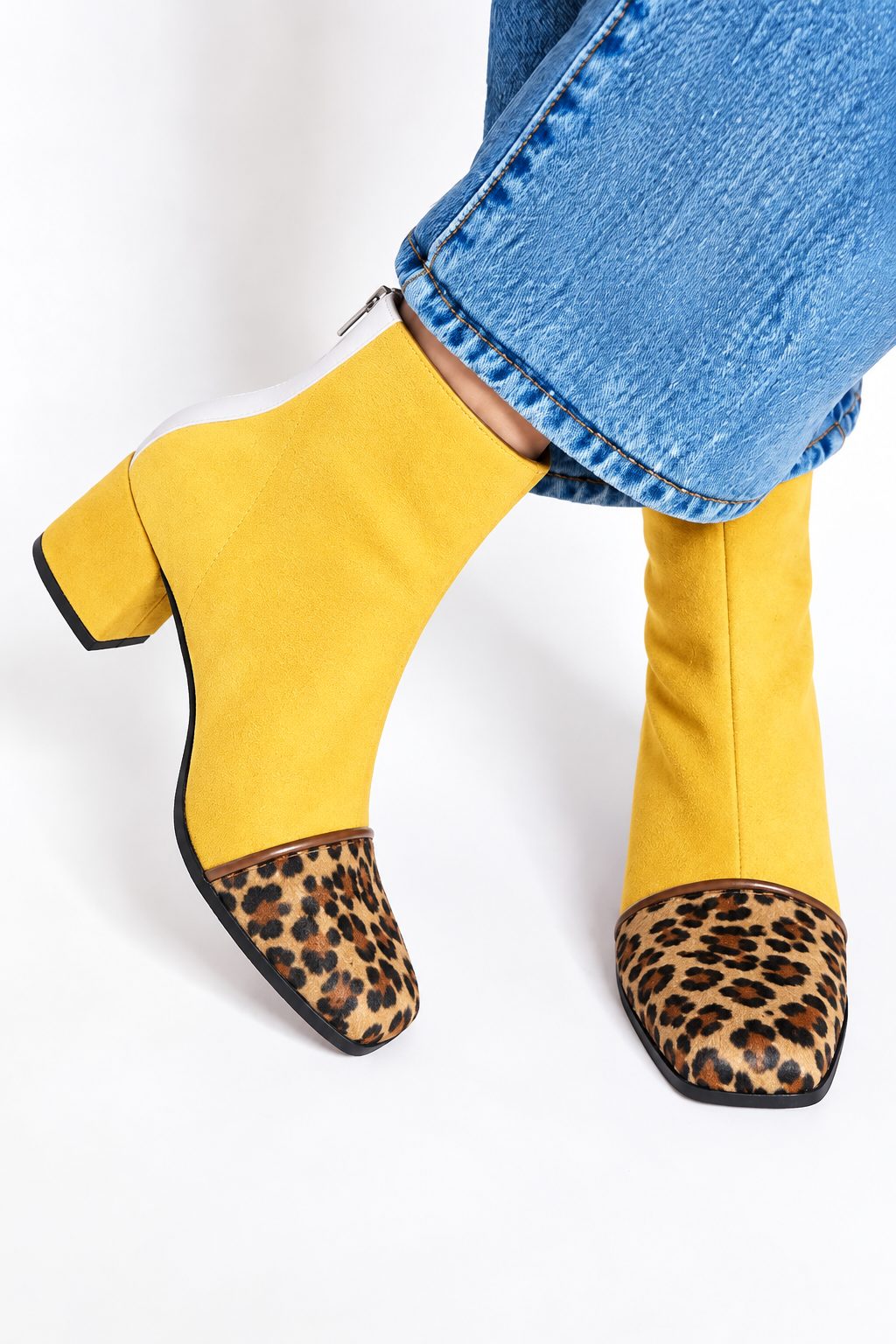 Suede Square Toe Block Heel Ankle Boots for Women - View 9