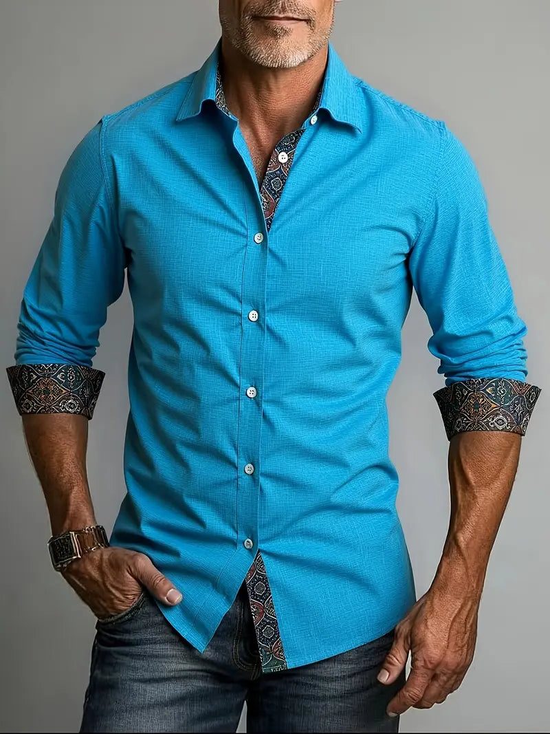 Tailored Button-Down Shirt for Men - Blue