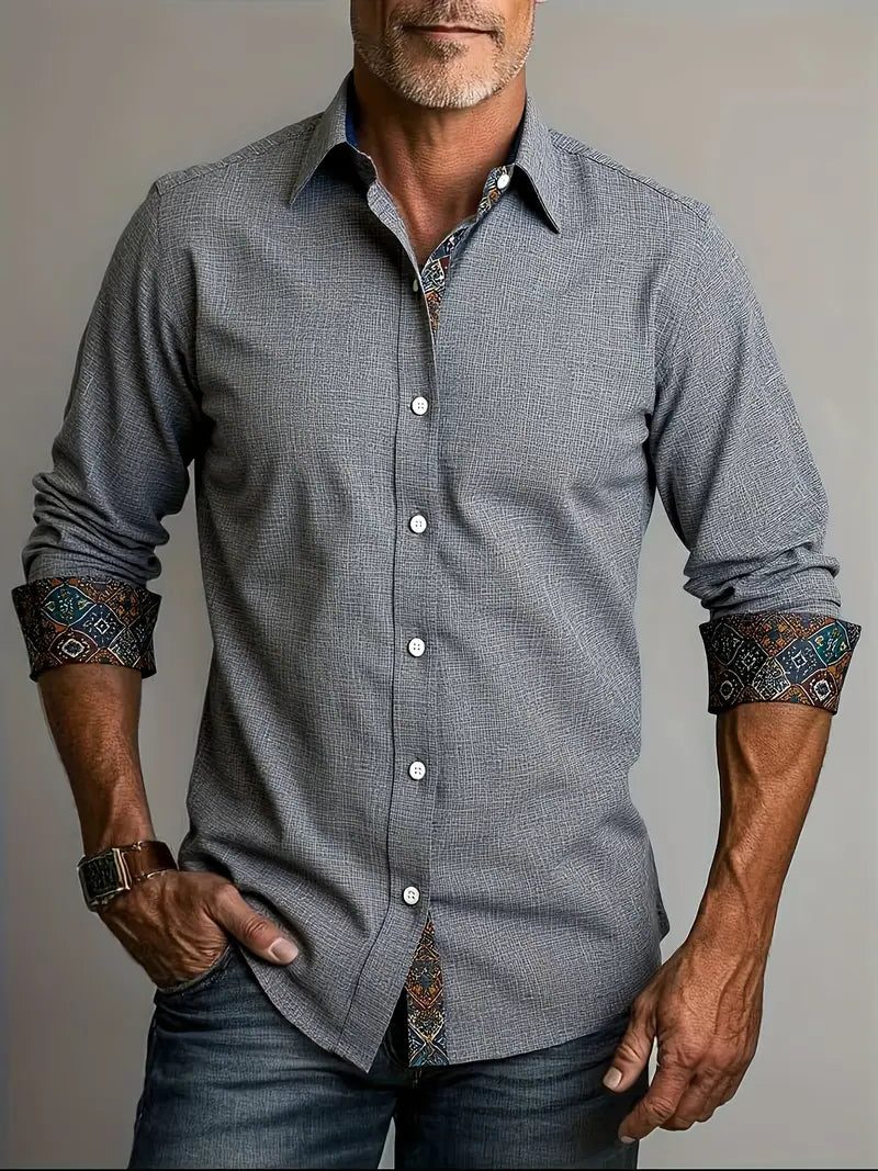 Tailored Button-Down Shirt for Men - Grey