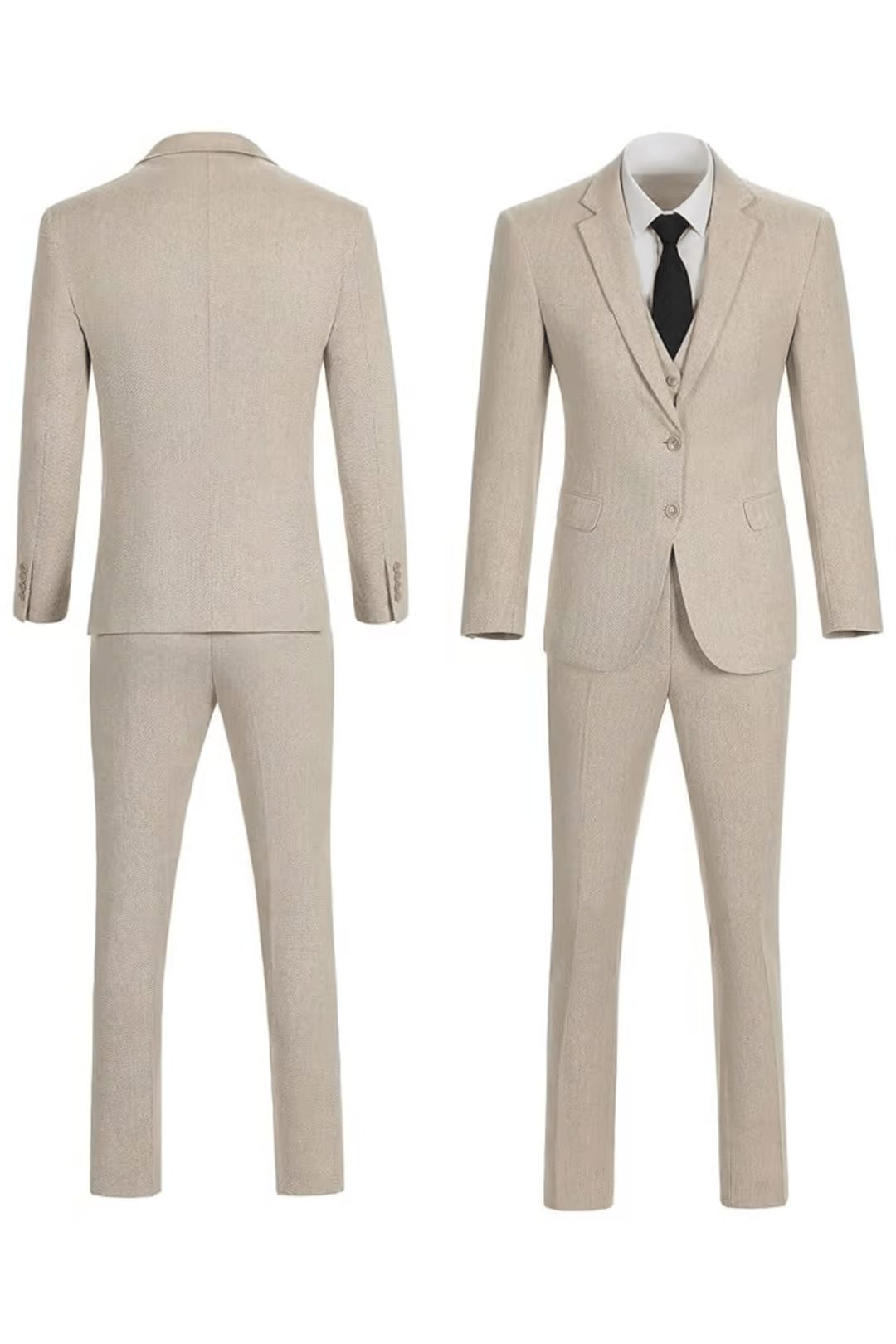 Tailored Herringbone Three-Piece Suit for Men - View 15