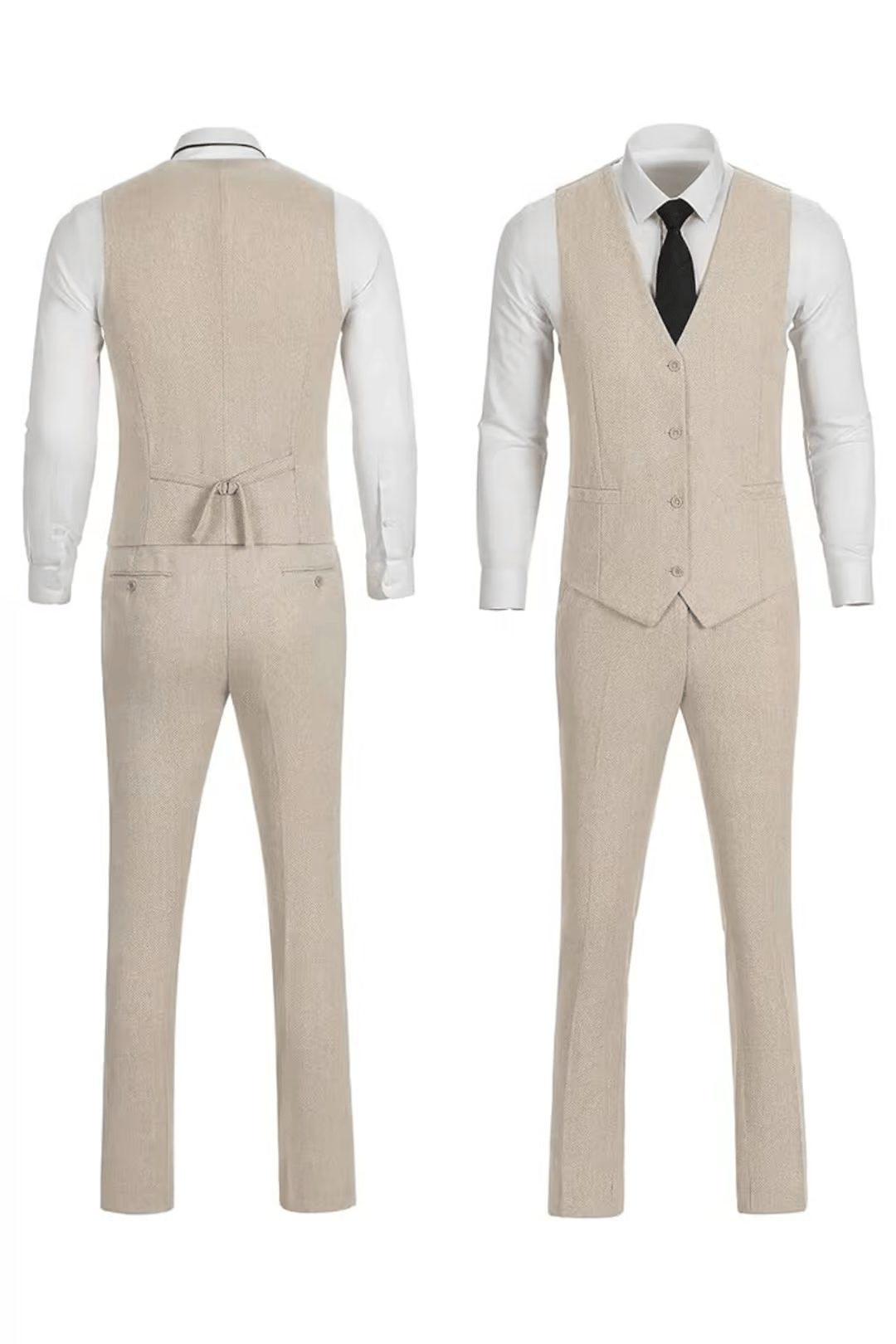 Tailored Herringbone Three-Piece Suit for Men - View 16