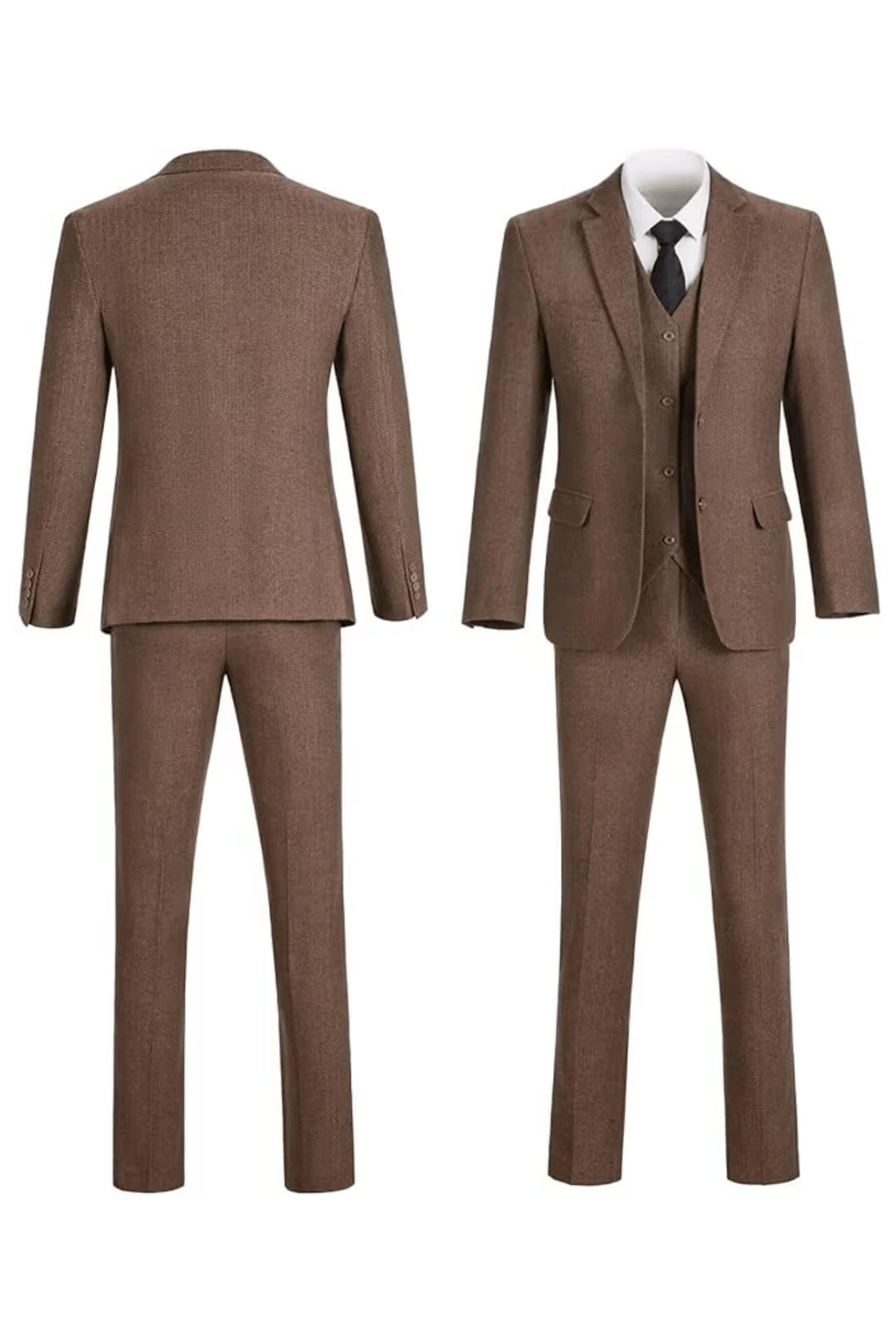 Tailored Herringbone Three-Piece Suit for Men - View 19