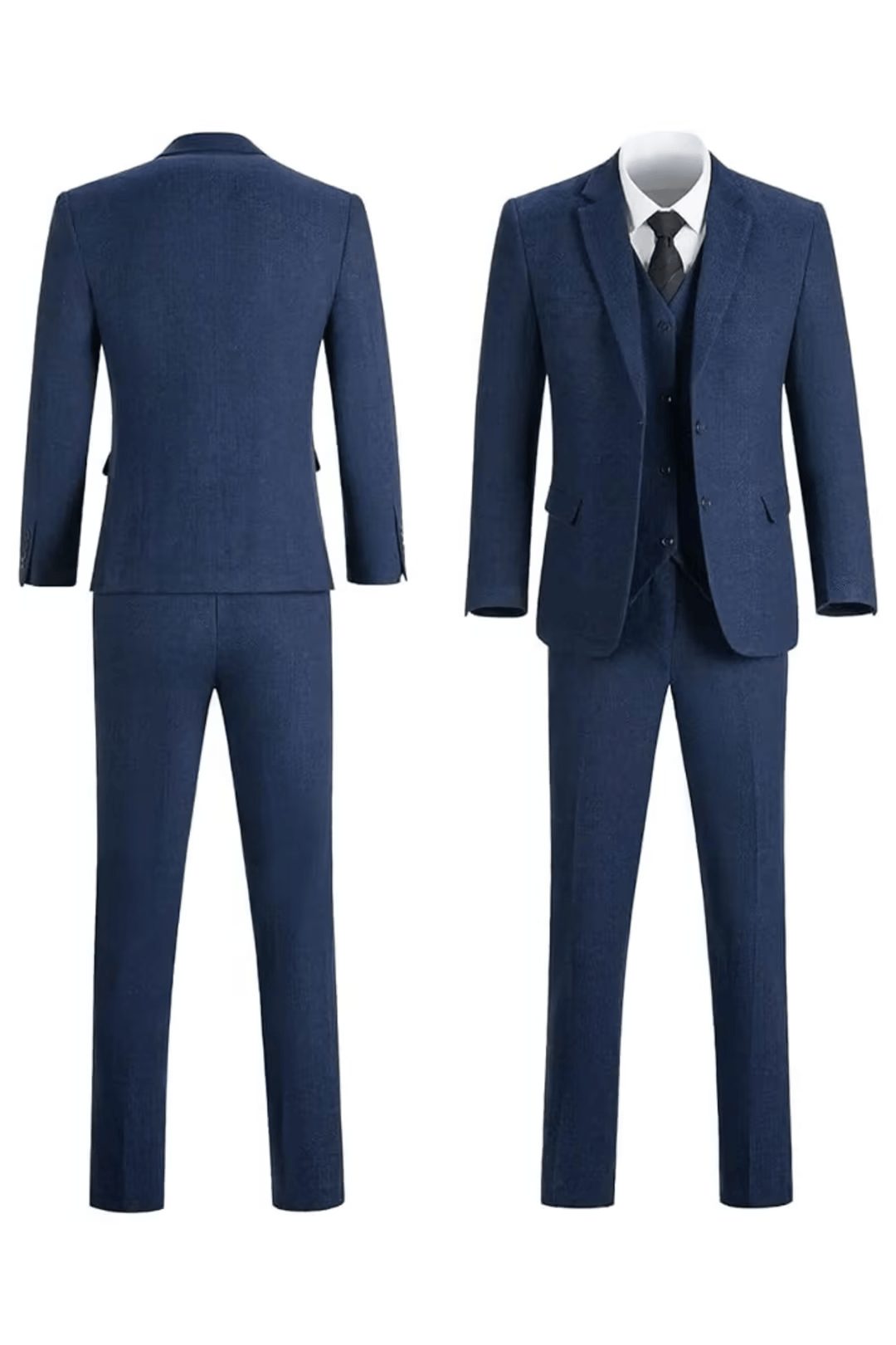 Tailored Herringbone Three-Piece Suit for Men - View 21