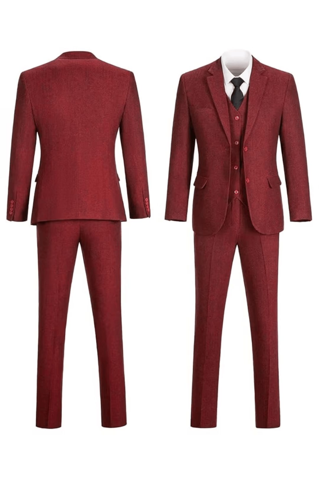 Tailored Herringbone Three-Piece Suit for Men - View 23