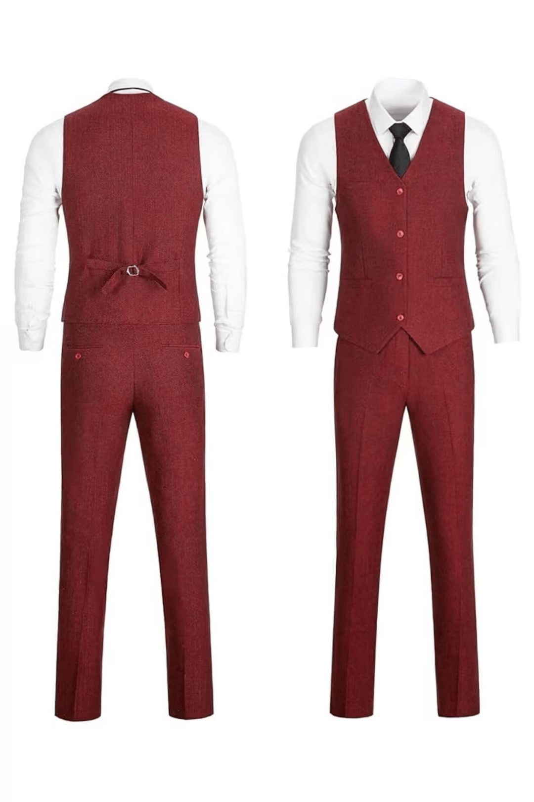 Tailored Herringbone Three-Piece Suit for Men - View 24