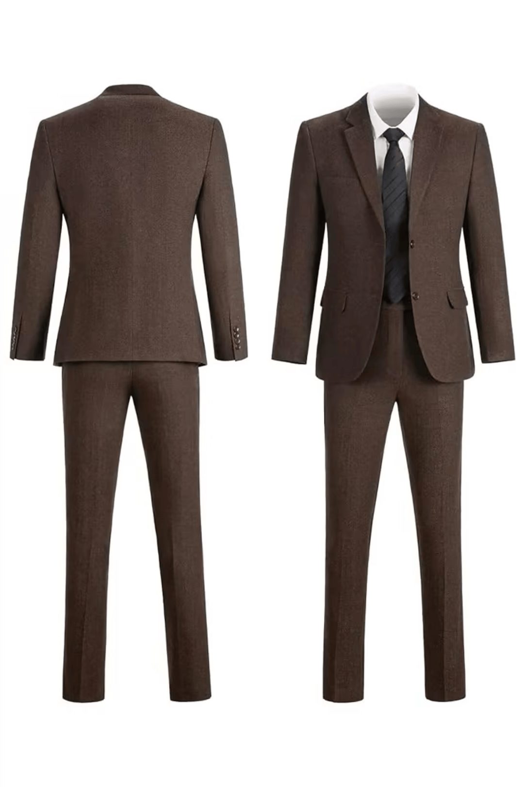 Tailored Herringbone Three-Piece Suit for Men - View 25