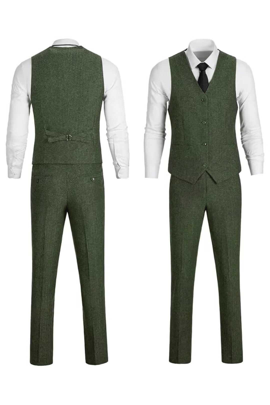 Tailored Herringbone Three-Piece Suit for Men - View 28