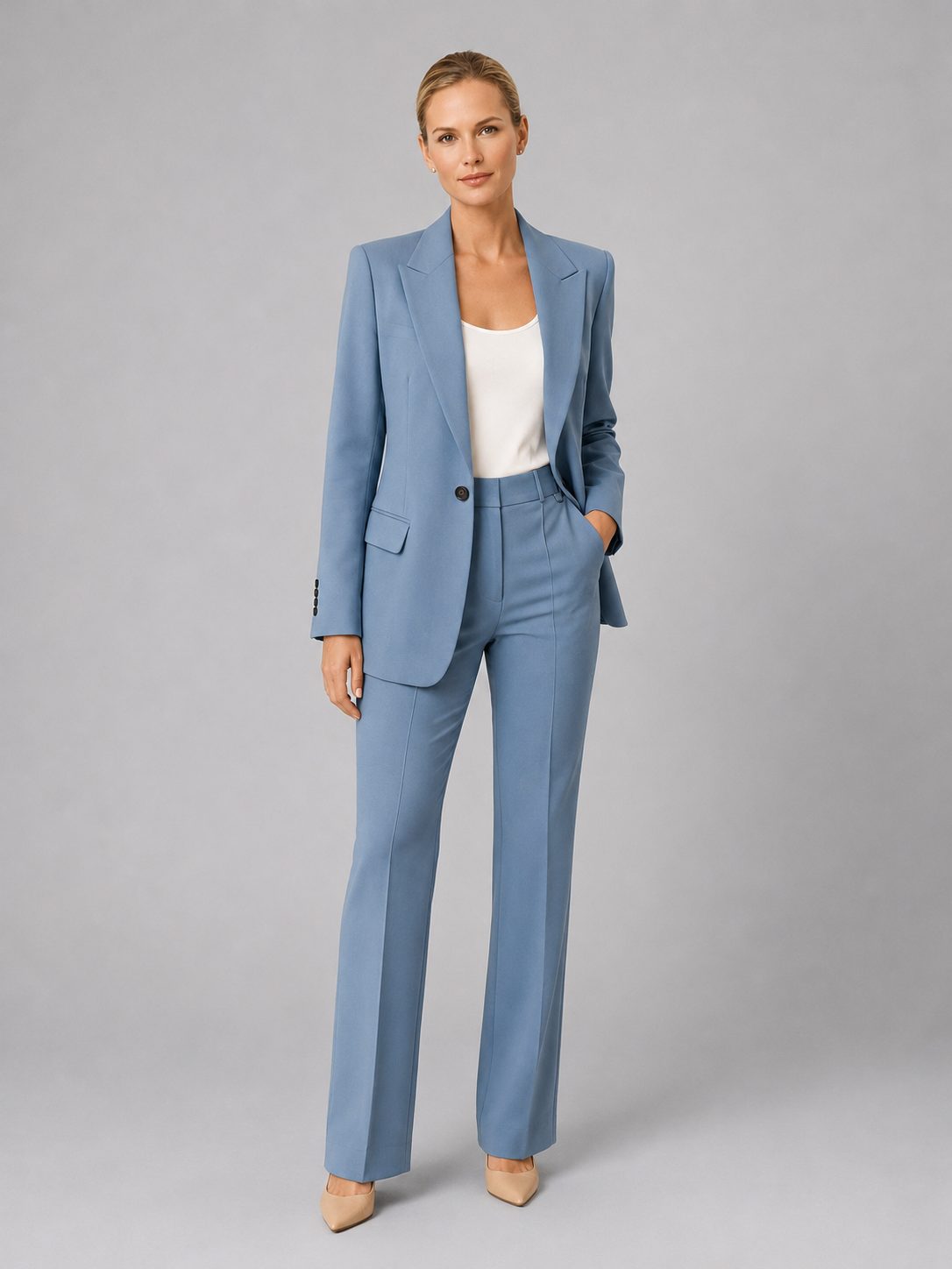 Tailored High-Waist Straight Leg Suit Set for Women