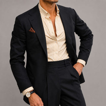 Tailored Single-Breasted Linen Suit for Men