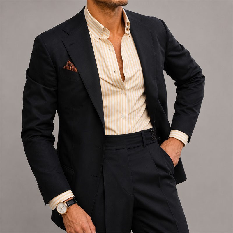 Tailored Single-Breasted Linen Suit for Men