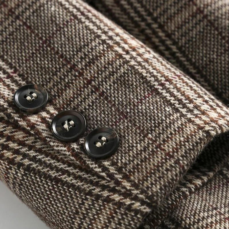 Tailored Wool Checked Blazer for Women - View 2