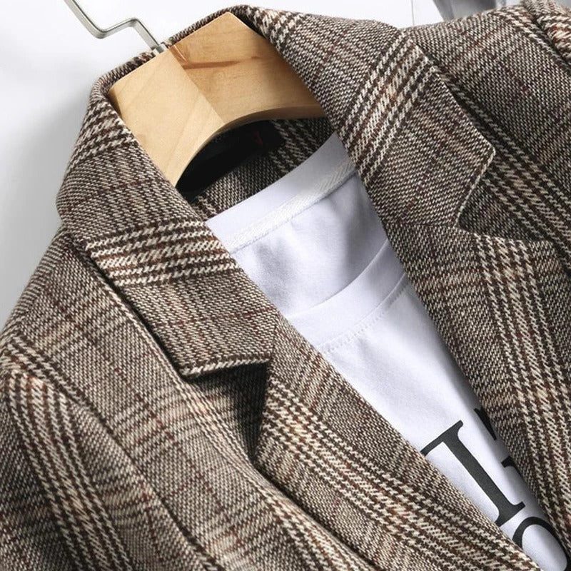 Tailored Wool Checked Blazer for Women - View 5