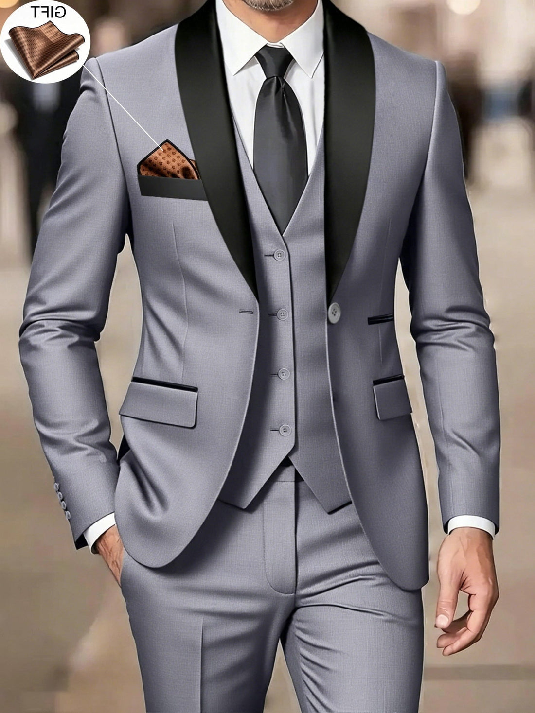 Three-Piece Shawl Collar Tuxedo Suit for Men