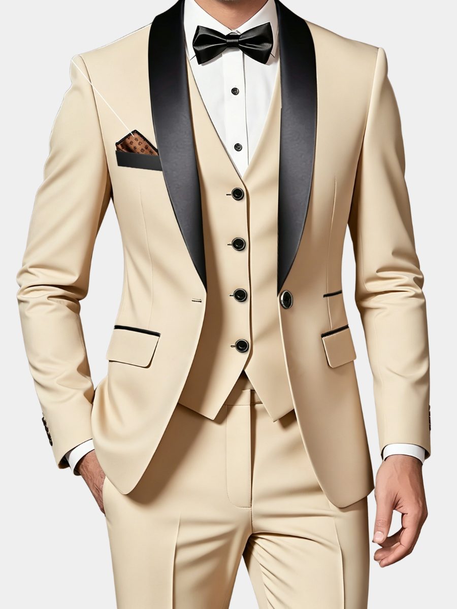 Three-Piece Shawl Collar Tuxedo Suit for Men - View 9