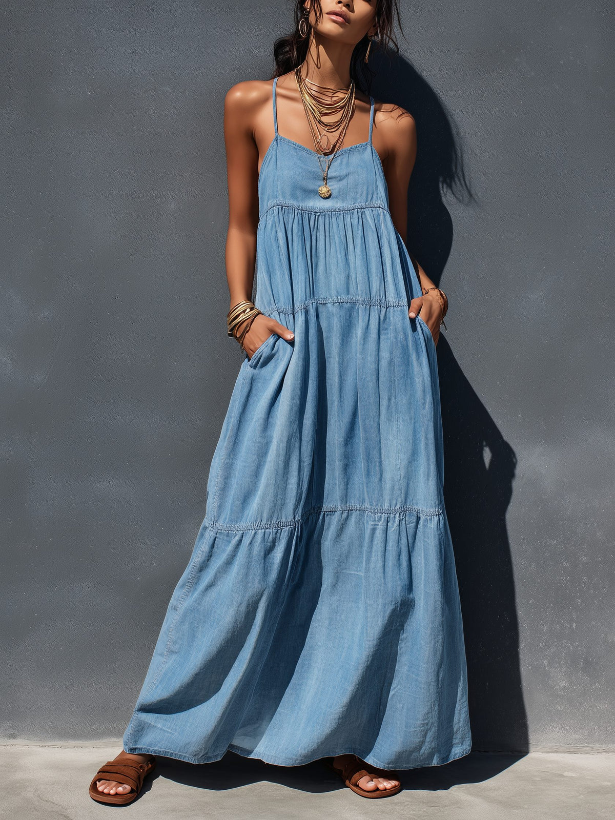 Tiered Maxi Camisole Dress for Women