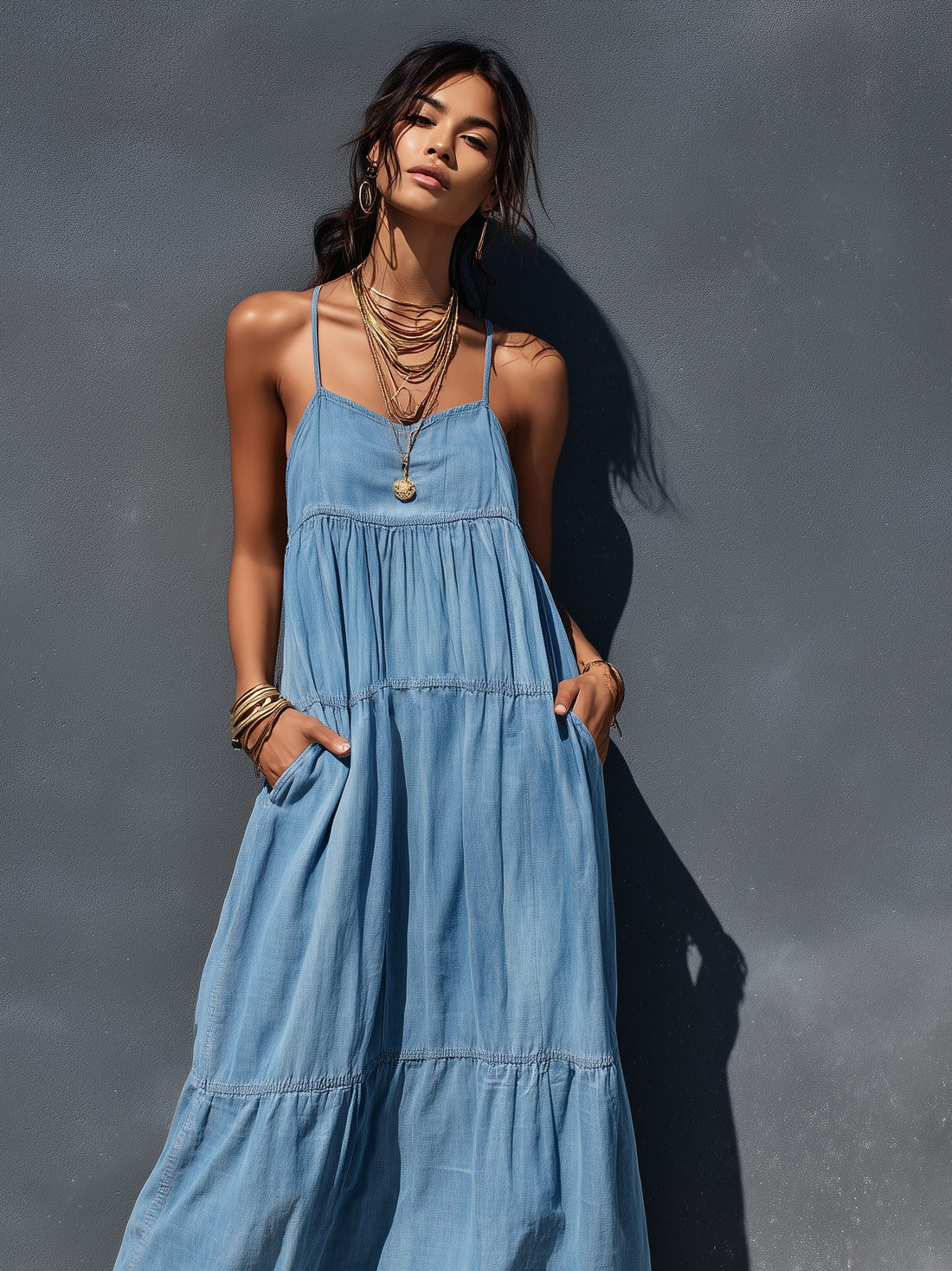 Tiered Maxi Camisole Dress for Women