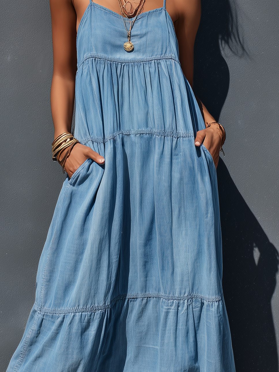 Tiered Maxi Camisole Dress for Women - View 4