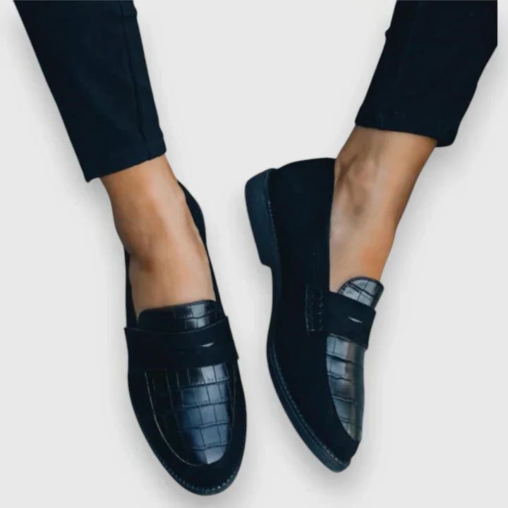 Two-Tone Penny Loafers for Women - Black