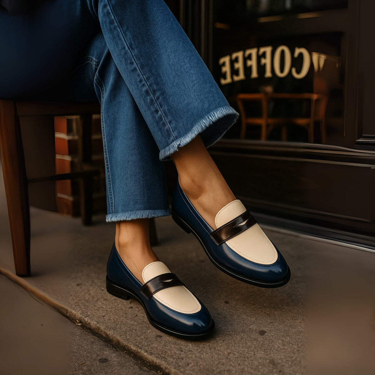 Two-Tone Penny Loafers for Women - View 2