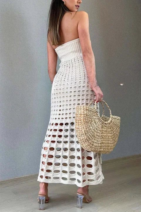 Strapless Openwork Wedding Guest Maxi Dress for Women - View 8