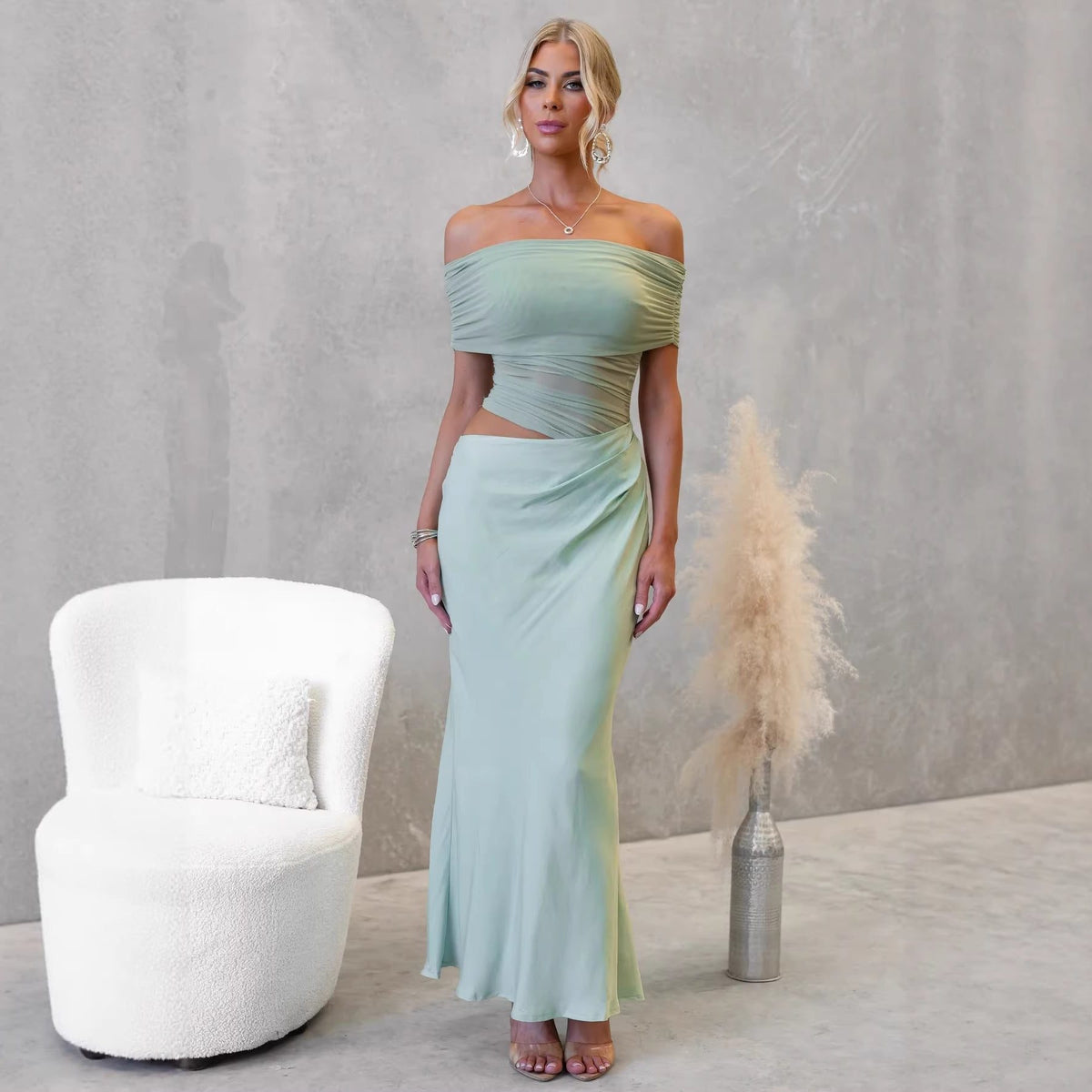 Off-Shoulder Wedding Guest Maxi Dress for Women - View 4