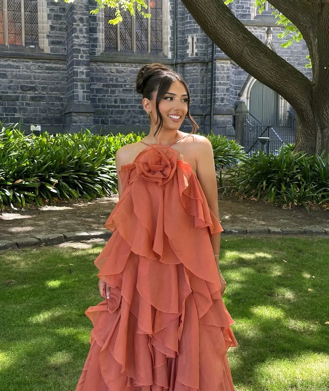 Ruffled Off-Shoulder Wedding Guest Maxi Dress for Women - View 3