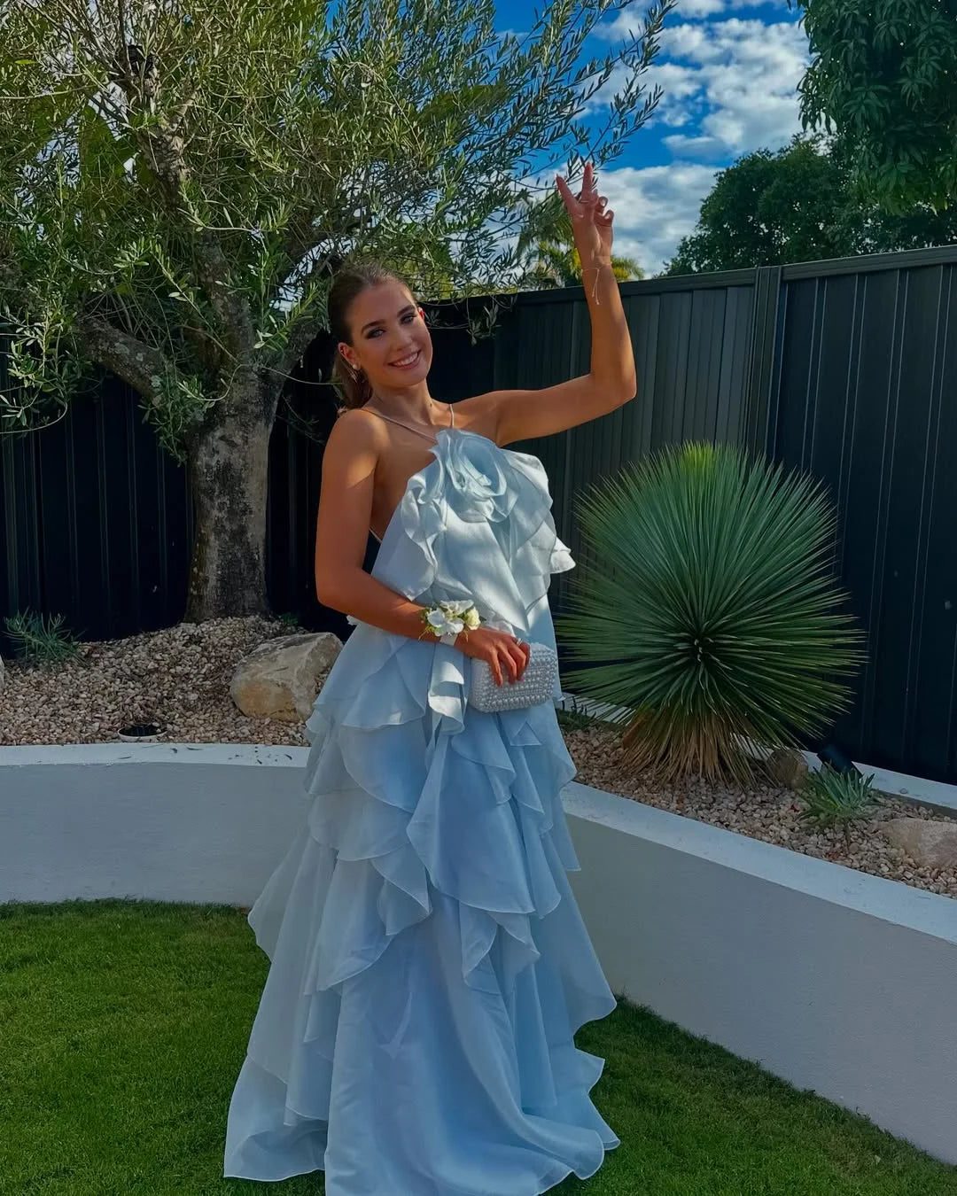 Ruffled Off-Shoulder Wedding Guest Maxi Dress for Women - View 7