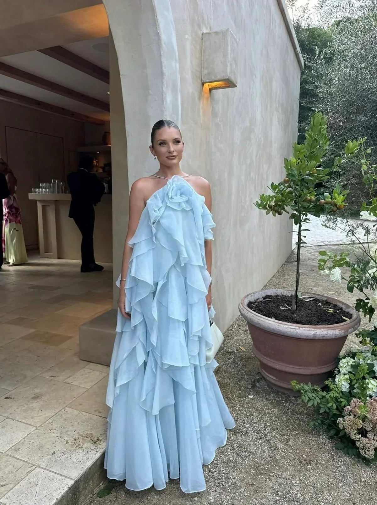 Ruffled Off-Shoulder Wedding Guest Maxi Dress for Women - View 8