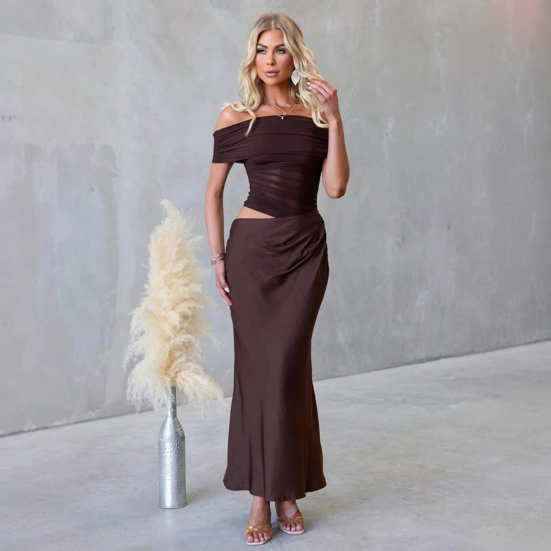 Off-Shoulder Wedding Guest Maxi Dress for Women - View 2
