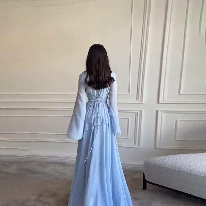 Bell Sleeve Tiered Maxi Dress Wedding Guest for Women - View 2