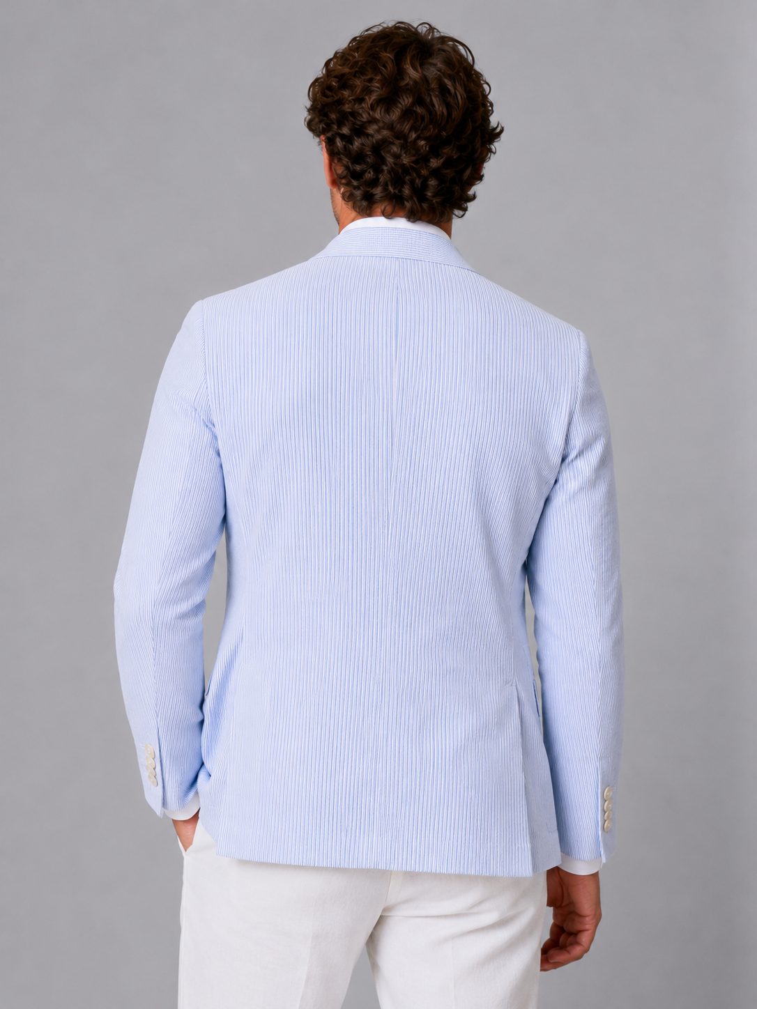 Striped Seersucker Blazer for Men - View 3