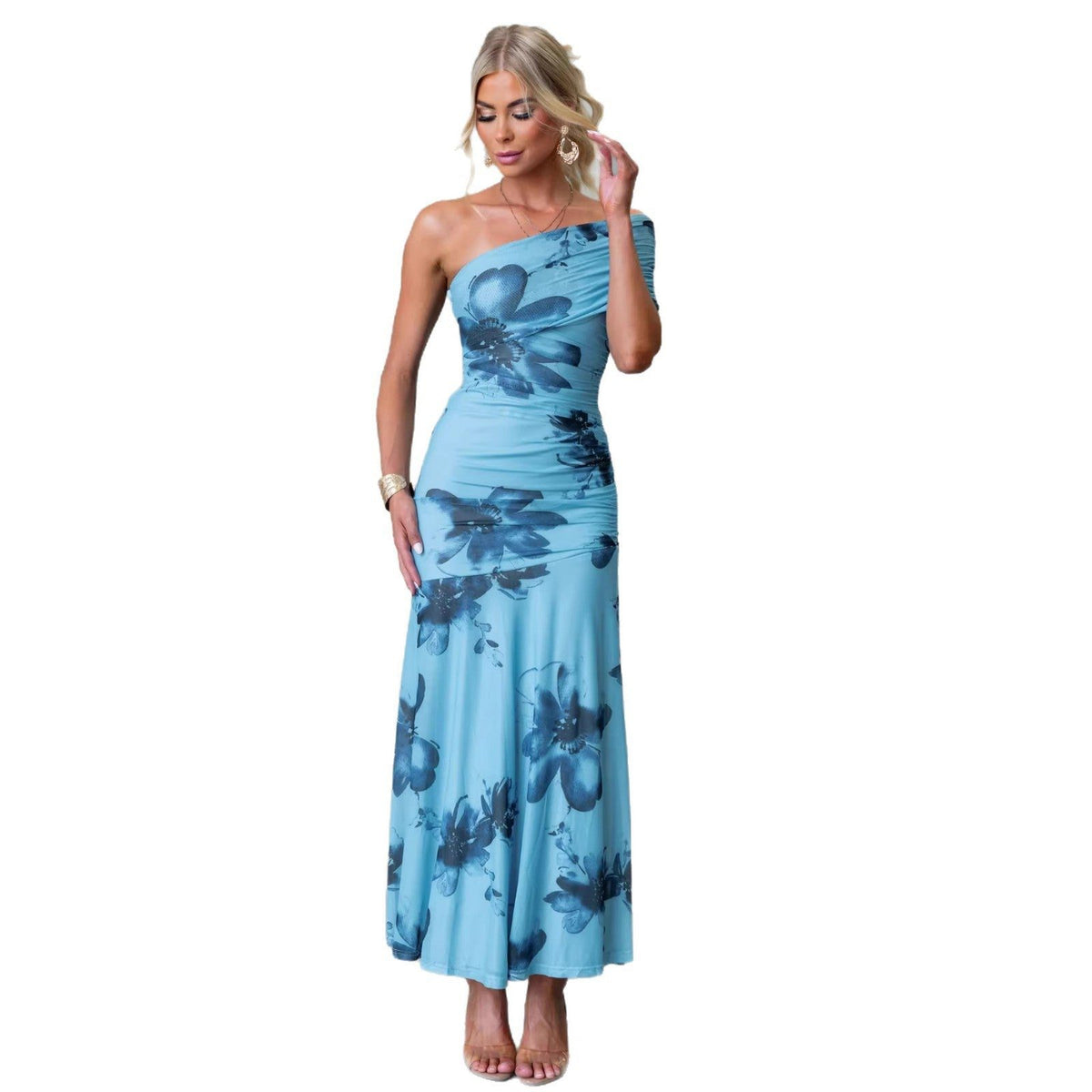 Off-Shoulder Wedding Guest Floral Maxi Dress for Women - View 5