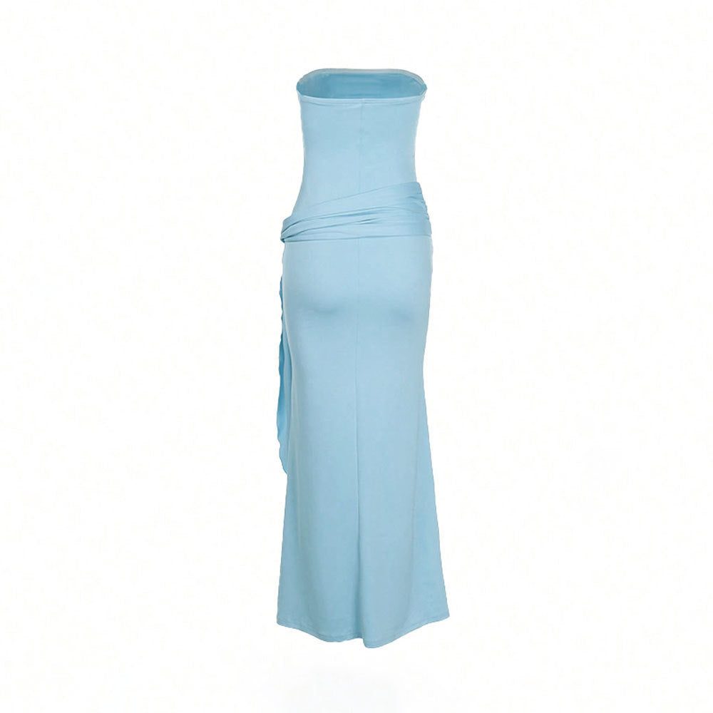 Strapless Wedding Guest Maxi Dress with Side Split for Women - View 5