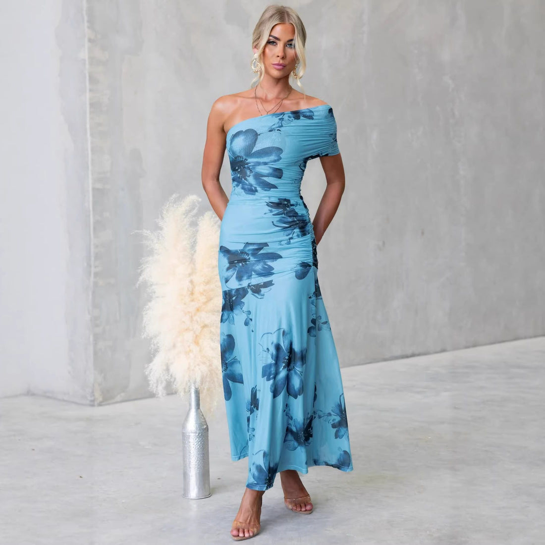 Off-Shoulder Wedding Guest Floral Maxi Dress for Women - View 2