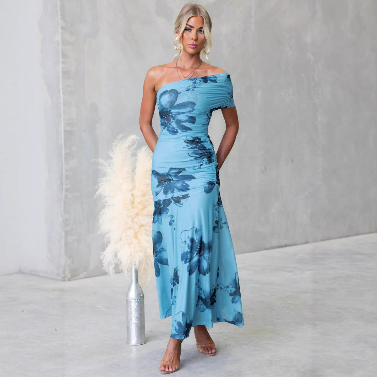 Off-Shoulder Wedding Guest Floral Maxi Dress for Women - View 2