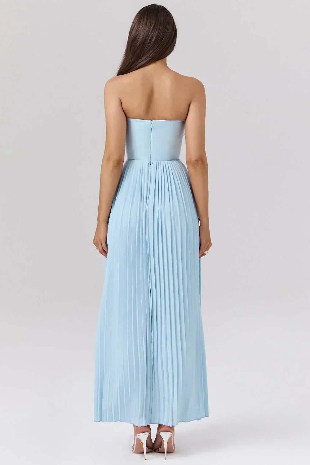 Bustier Pleated Wedding Guest Maxi Dress for Women - View 4
