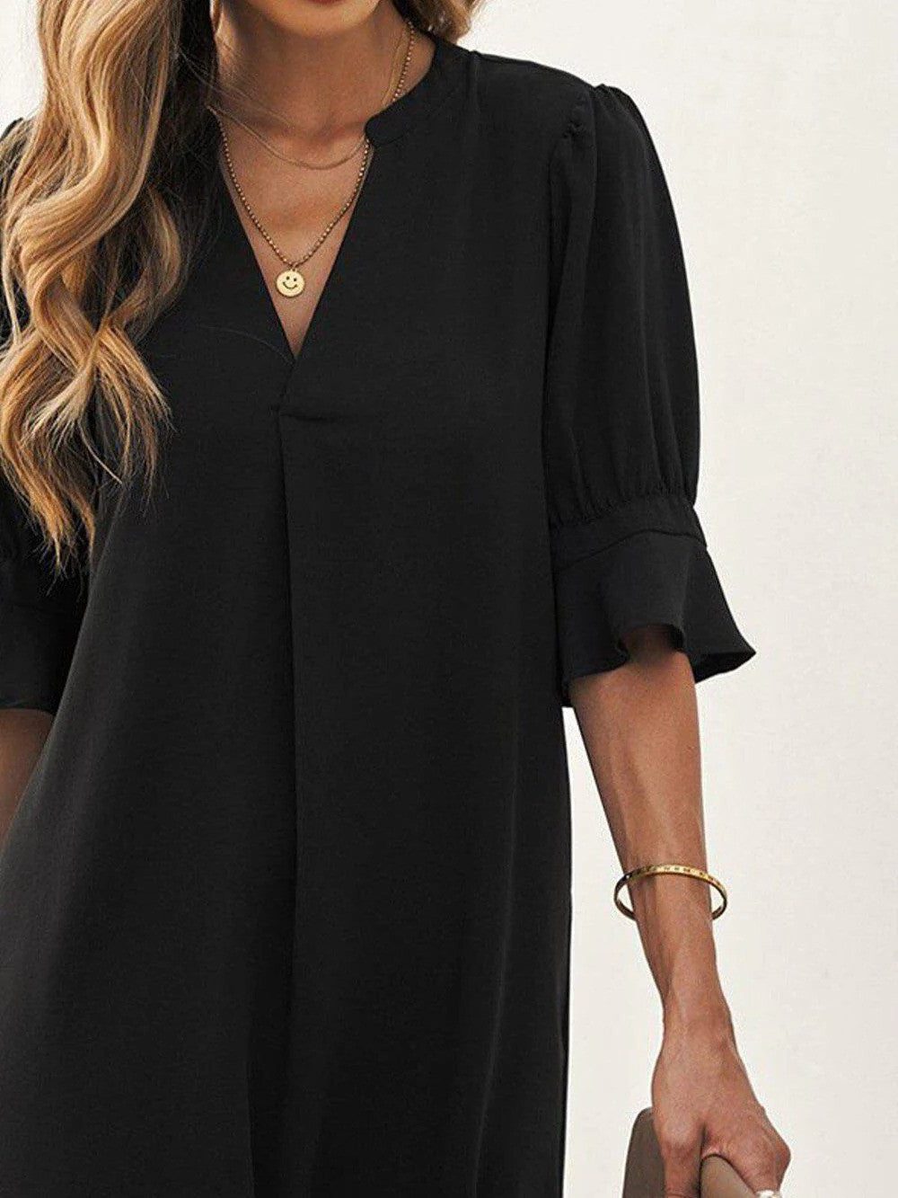 V-Neck Midi Shift Dress for Women - View 2