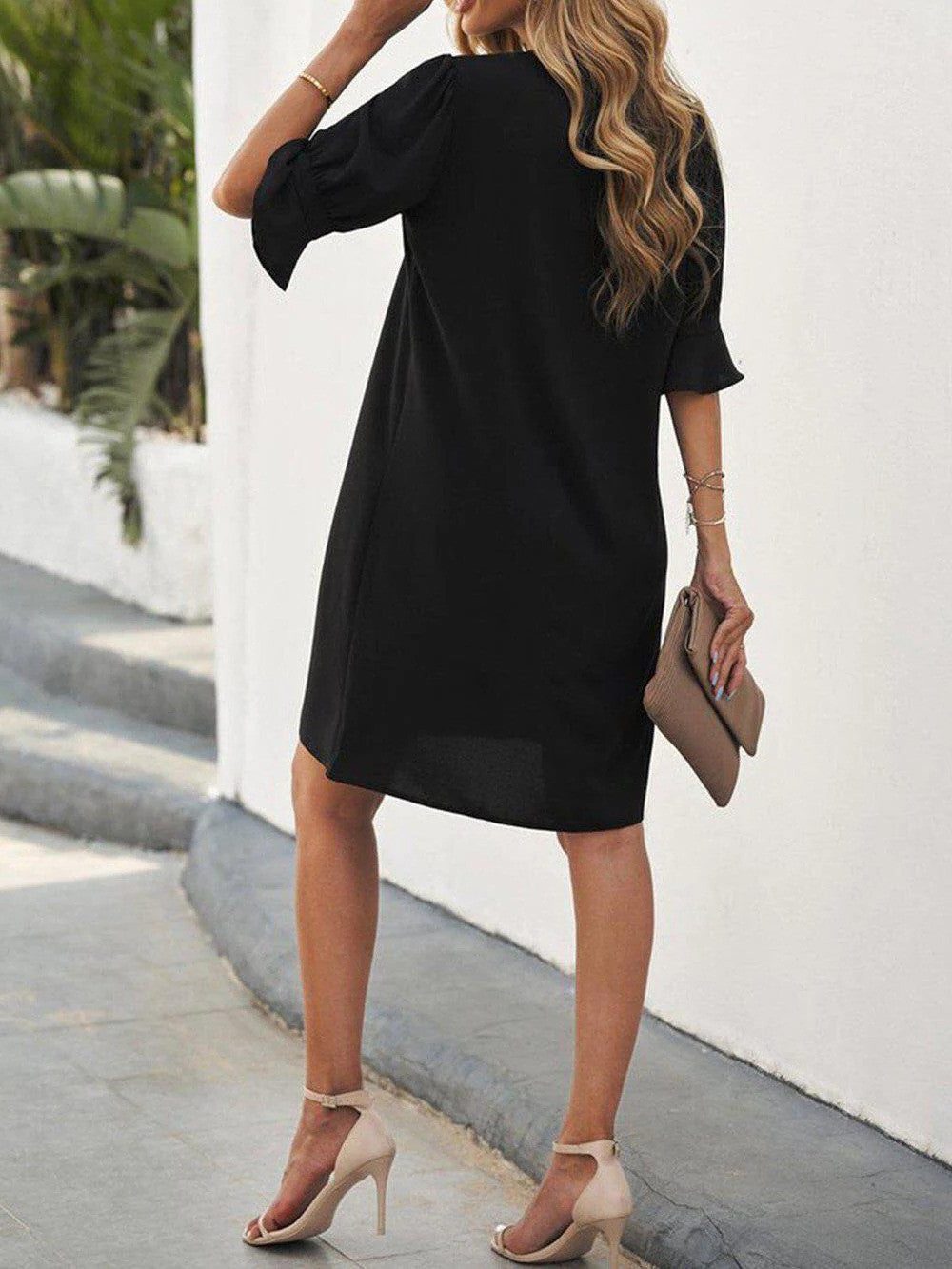V-Neck Midi Shift Dress for Women - View 3