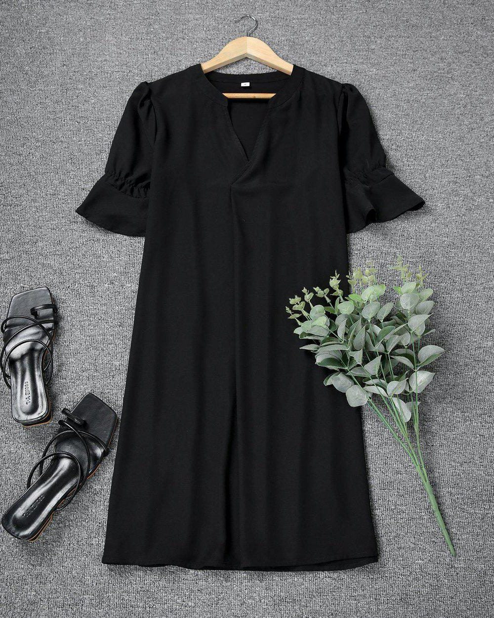 V-Neck Midi Shift Dress for Women - View 5