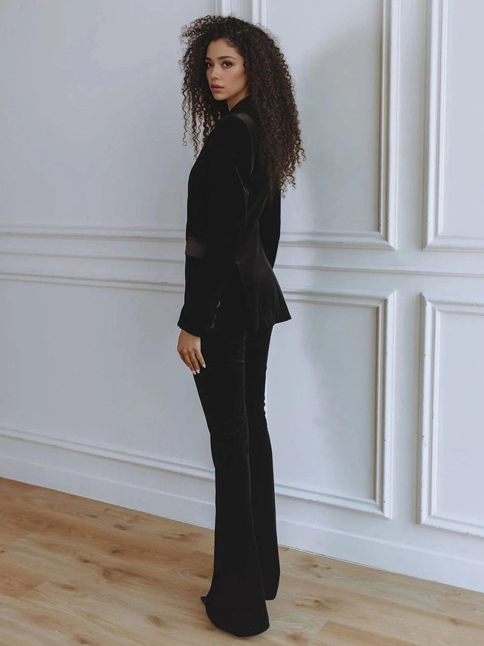 Velvet Flared Blazer Set for Women - View 7
