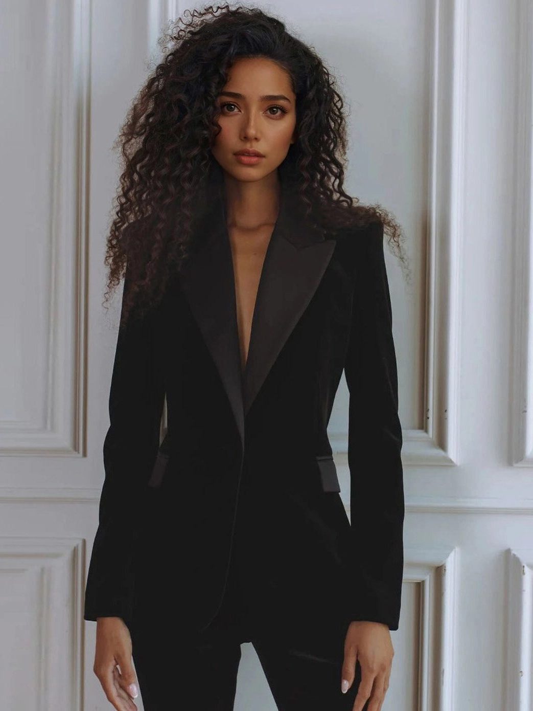 Velvet Flared Blazer Set for Women - View 9