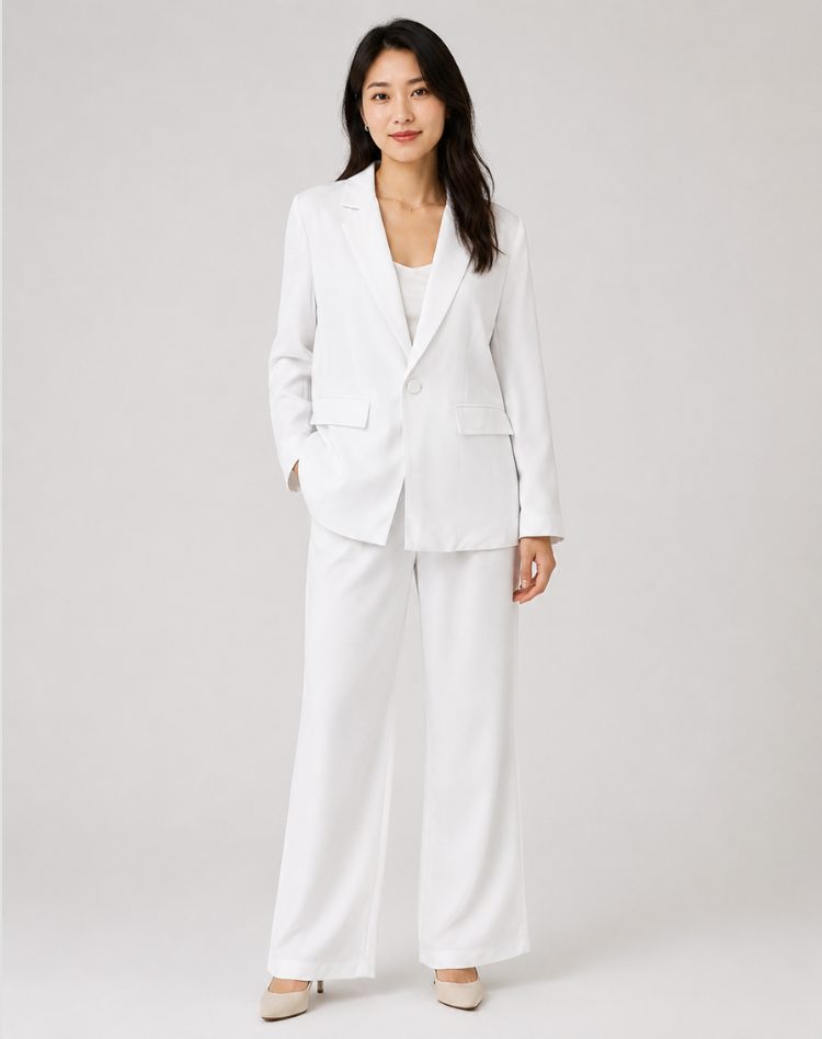 Wide Leg Blazer Suit Set for Women