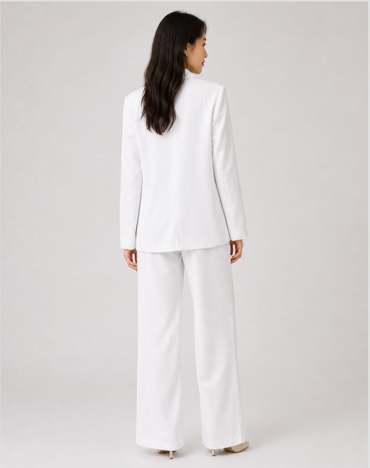 Wide Leg Blazer Suit Set for Women - View 3