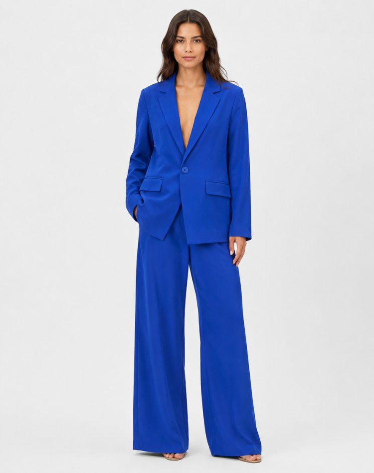 Wide Leg Blazer Suit Set for Women 