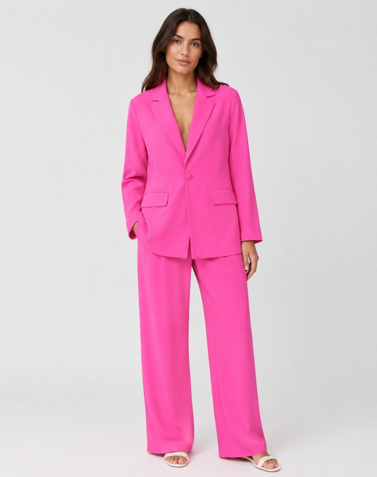 Wide Leg Blazer Suit Set for Women 