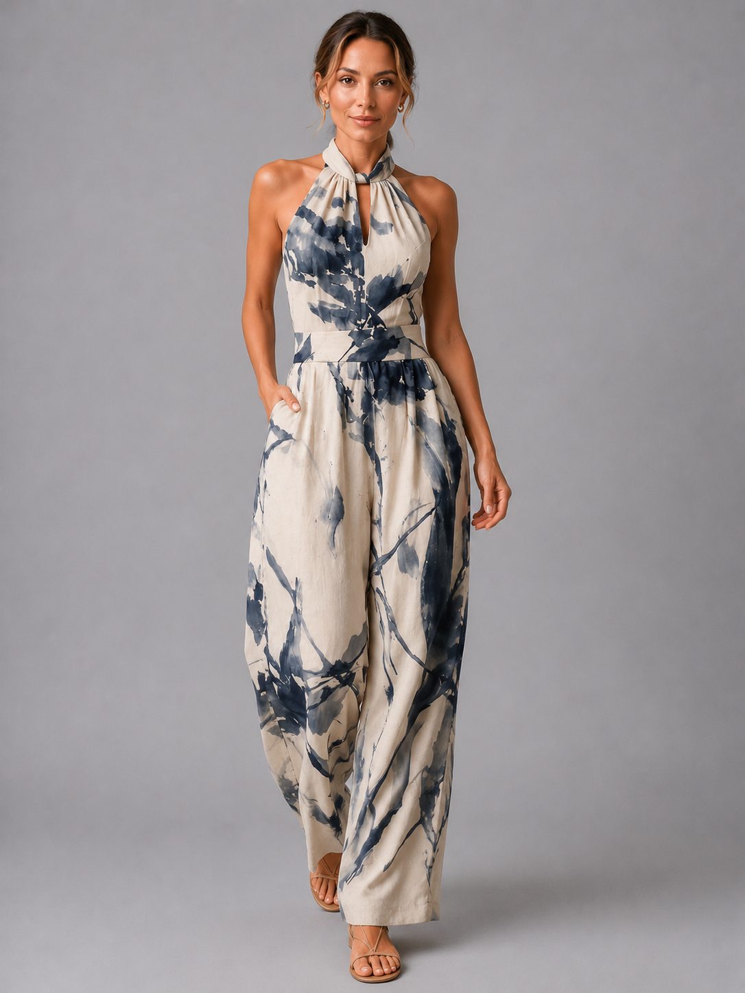 Wide Leg Halterneck Jumpsuit for Women