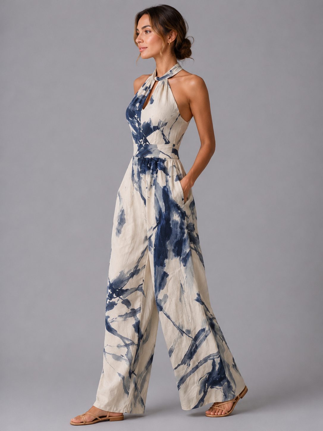 Wide Leg Halterneck Jumpsuit for Women - View 3
