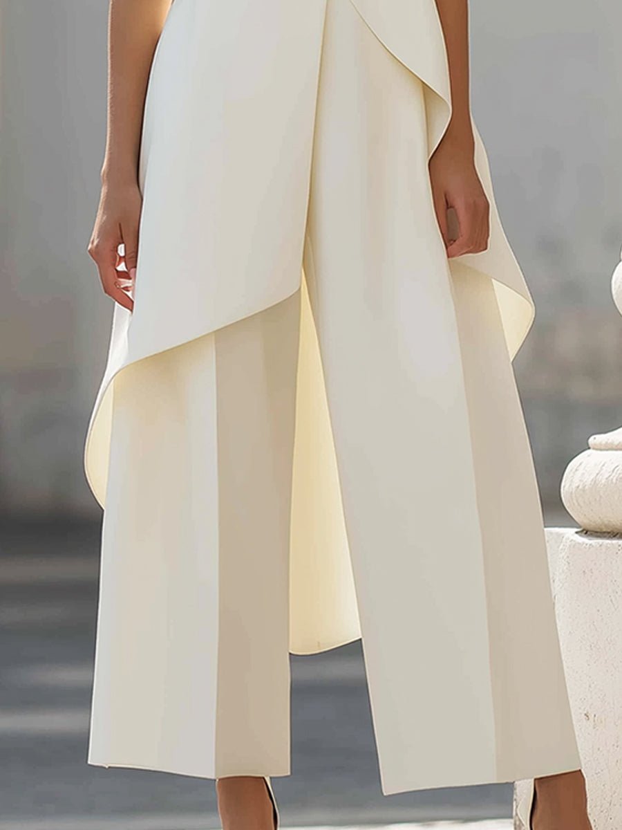 High-Neck Sleeveless Wide-Leg Trouser Set for Women